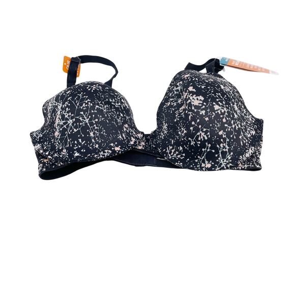 Warner's Womens This Is Not A Bra Underwire Contour Bra Black Floral Size 34C - Picture 1 of 5